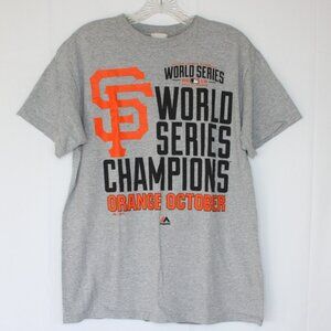 SF GIANTS WORLD SERIES T-SHIRT TOP SZ M 2014 CHAMPIONS BASEBALL MAJESTIC MENS